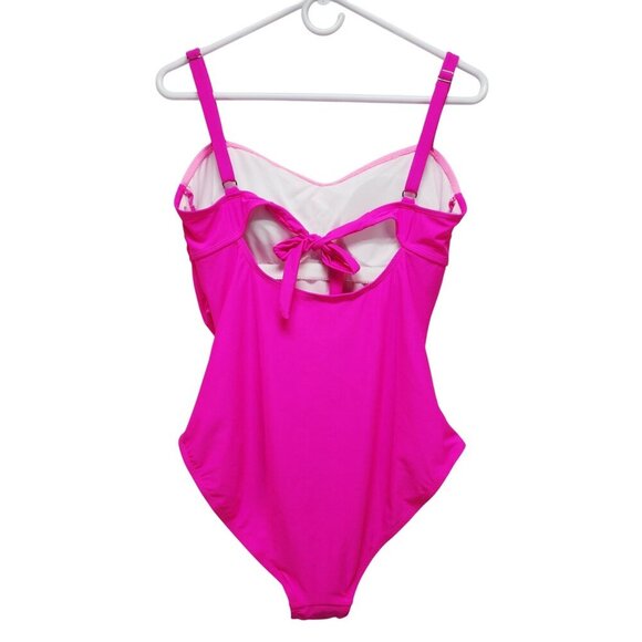 Hot Pink One-Piece Swimsuit  Adjustable Straps Sweetheart Neckline Womens Size L - Picture 2 of 8